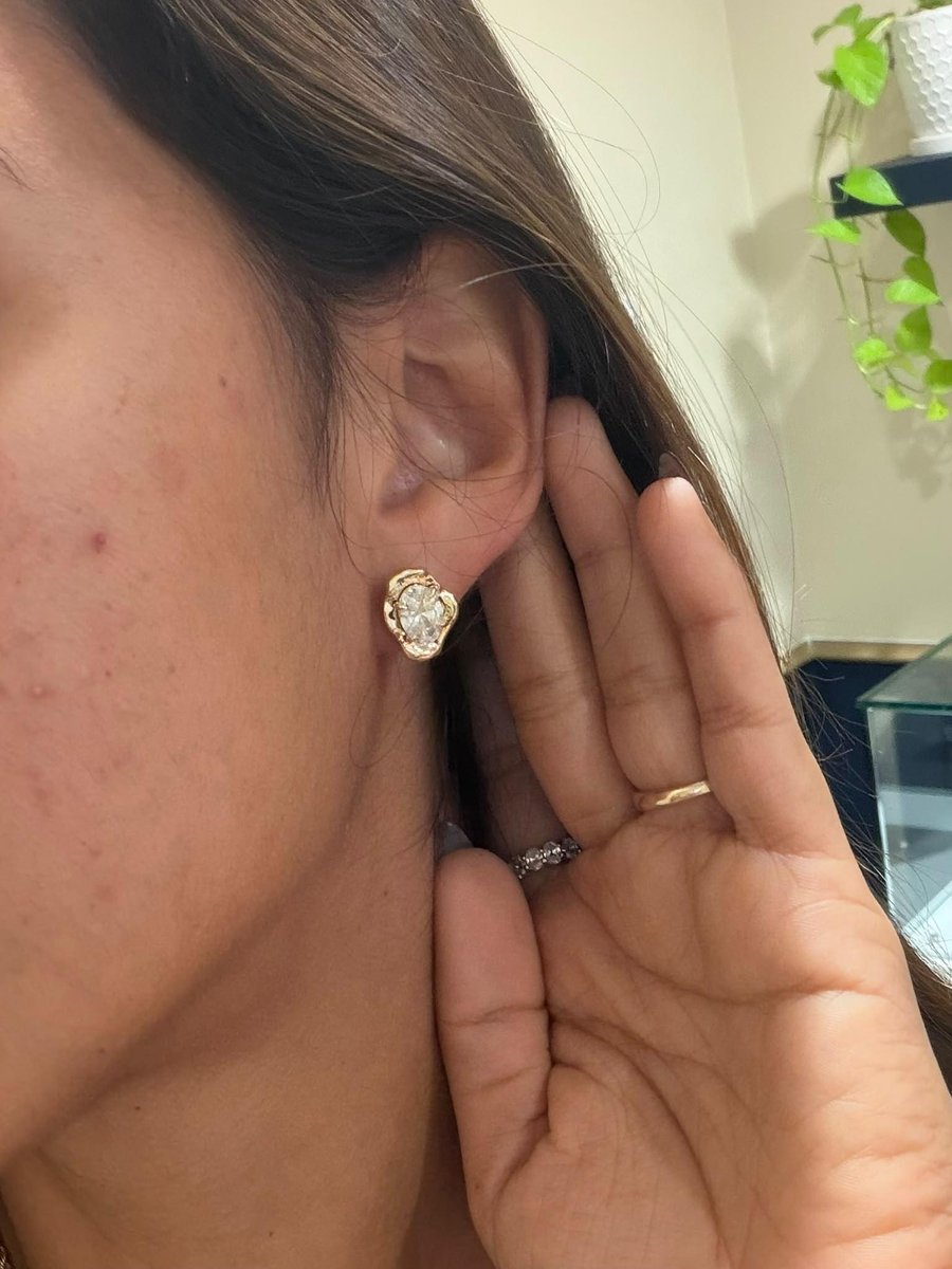 The finished earring worn on the ear